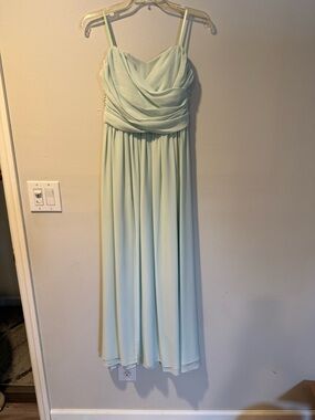 Lulu's Mint Draped Chiffon Spaghetti-Strap Maxi Dress